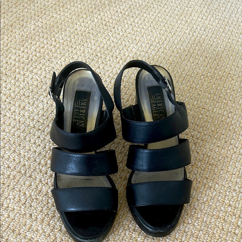 American Eagle Outfitters Black Strappy PlatformSandals